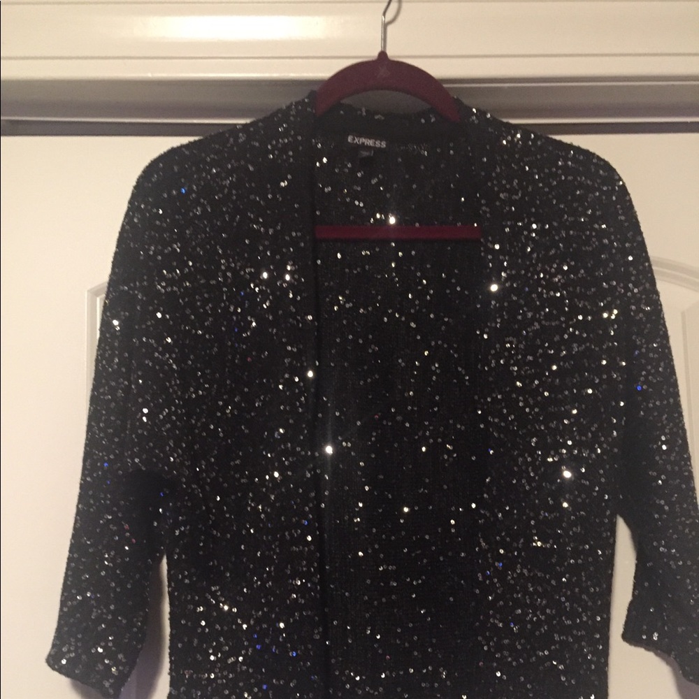 Express sparkle open front cardigan